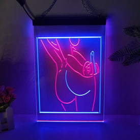 Middle Finger Two Tone Illuminated Sign