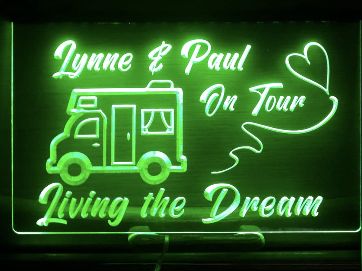 Motorhome on Tour LED neon sign in green