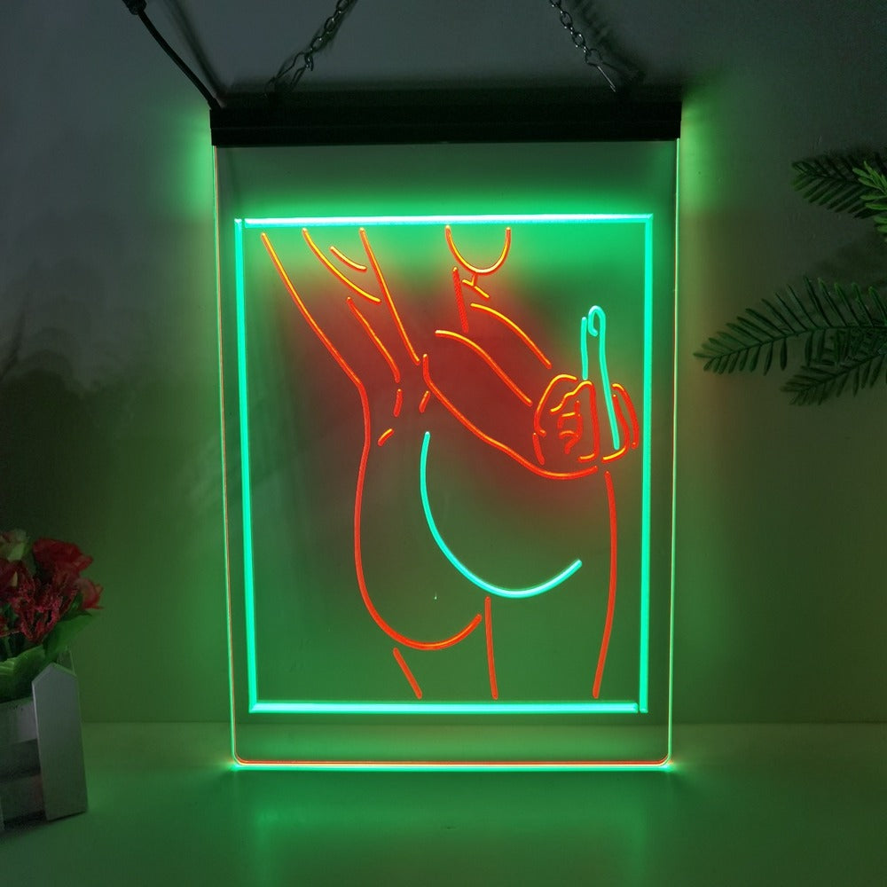 Middle Finger Two Tone Illuminated Sign