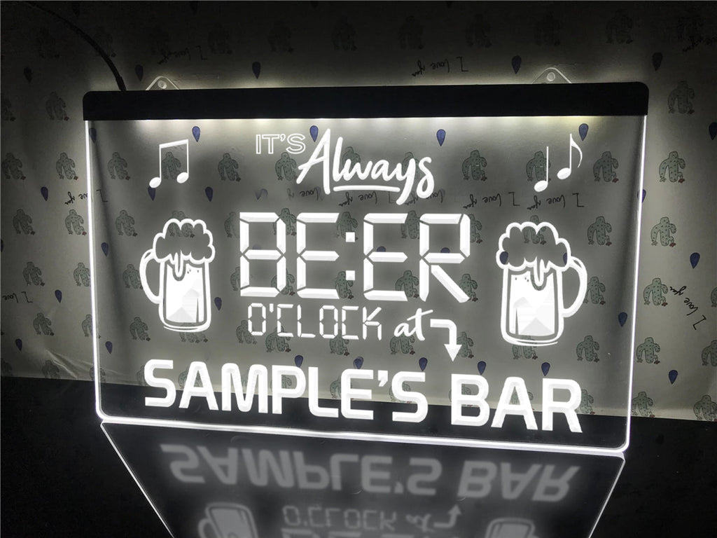It's Always Beer O'clock at My Bar Personalized LED Neon Sign