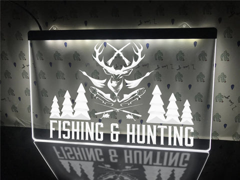 Image of Fishing and Hunting Illuminated Sign