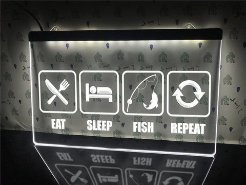 Image of Eat Sleep Fish Illuminated Sign