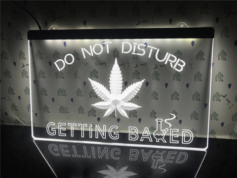 Image of Getting baked Cannabis white neon sign 