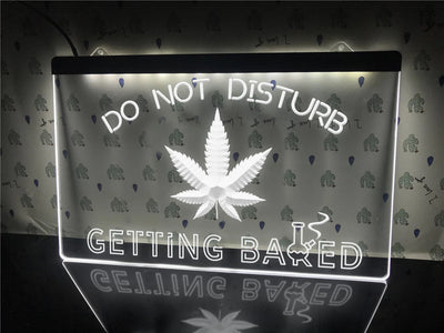 Getting baked Cannabis white neon sign 
