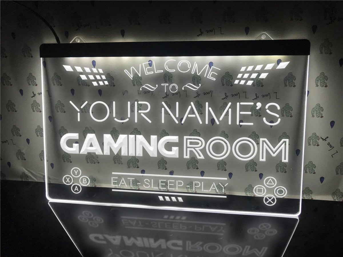 Eat Sleep Play Gaming Room Personalized Illuminated Sign
