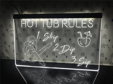 Image of Hot Tub Rules Illuminated Sign