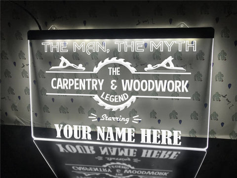 Image of Carpentry & Woodwork Legend Personalized Illuminated Sign