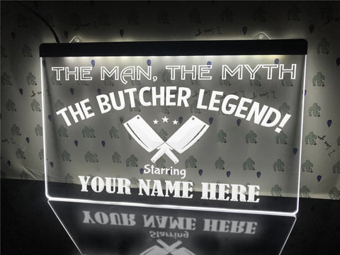 Image of The Butcher Legend Personalized Illuminated Sign