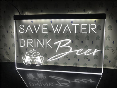 Save Water Drink Beer Illuminated LED Neon Sign