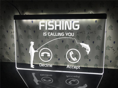 Image of Fishing is Calling Illuminated Sign