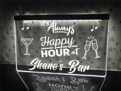 Happy Hour Bar Sign White