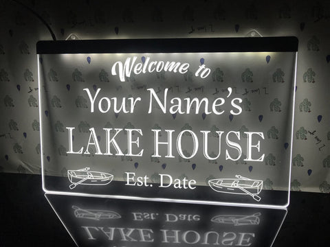 Image of Welcome to the Lake House Personalized Illuminated Sign