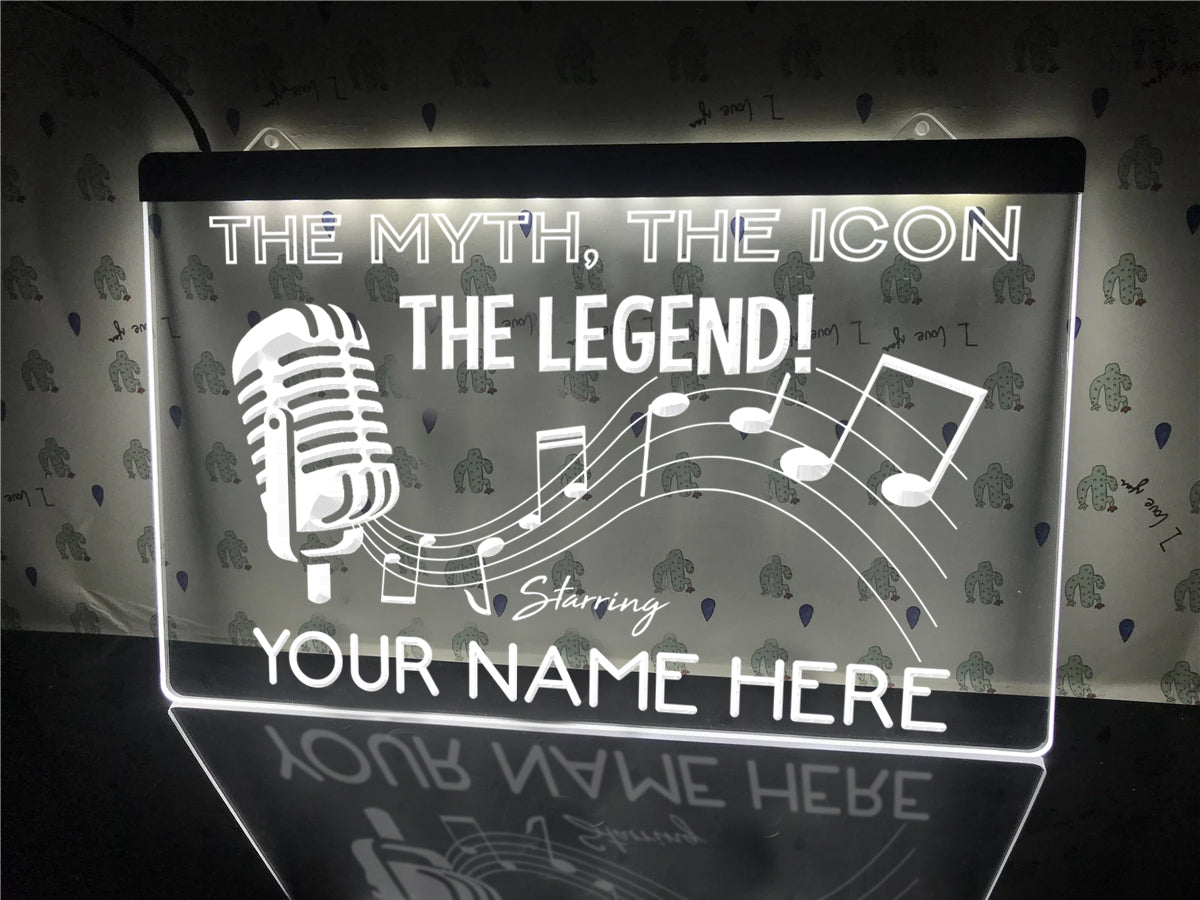Personalized Singer Legend LED neon sign in white