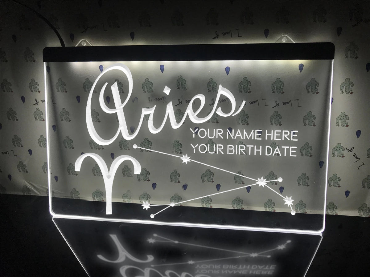 Aries Astrology Illuminated Sign in white