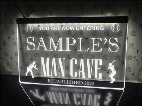 Baseball Man Cave Personalized Illuminated Sign – Dope Neons