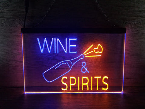 Image of Wine and Spirits Two Tone Illuminated Sign