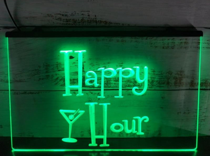 Happy Hour Martini Glass Illuminated Sign