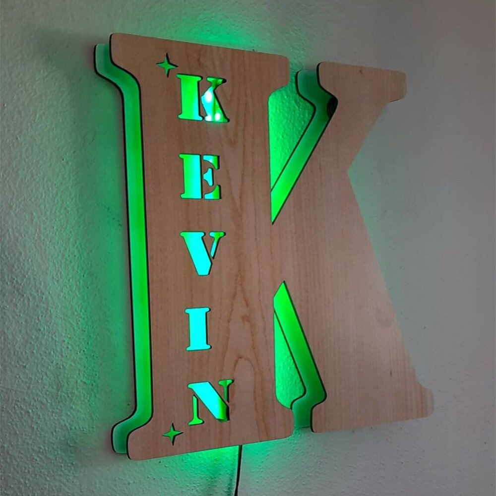 Personalized LED Neon Wooden Night Light Sign