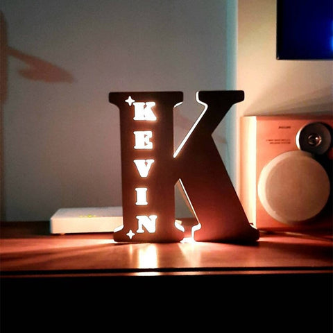Image of Personalized LED Neon Wooden Night Light Sign
