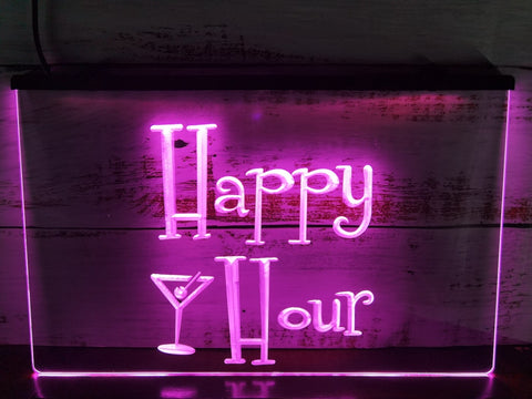 Image of Happy Hour Martini Glass Illuminated Sign