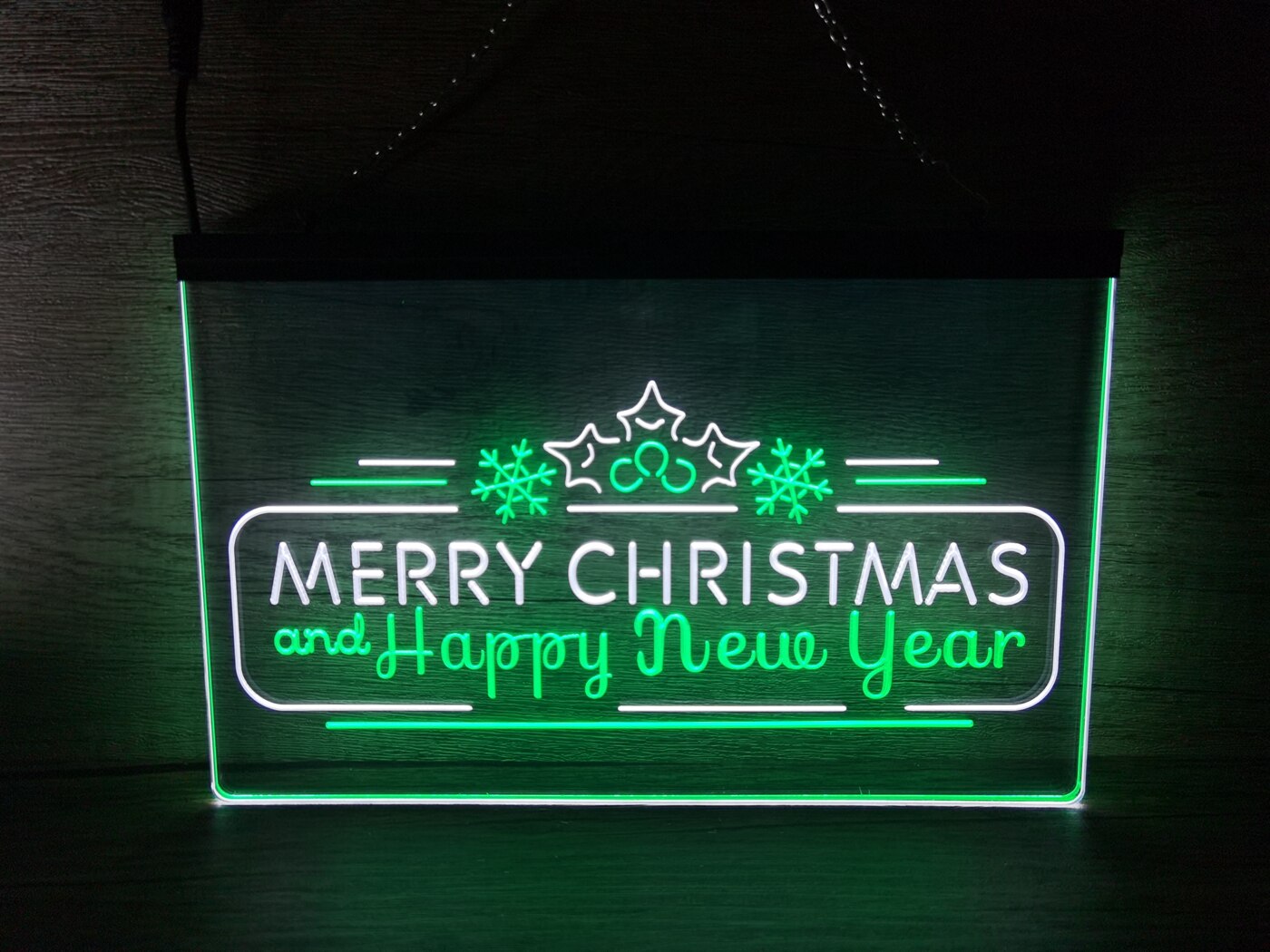 Merry Christmas and Happy New Year Two Tone Illuminated Sign