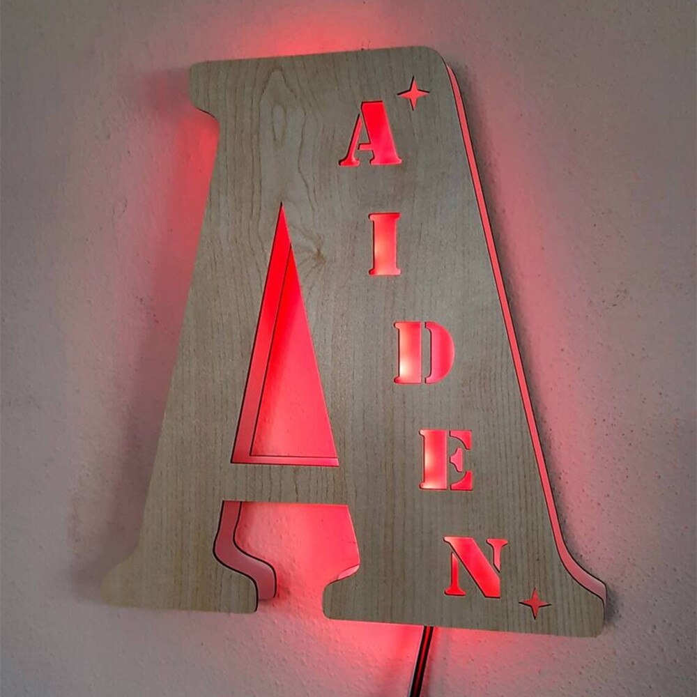 Personalized LED Neon Wooden Night Light Sign
