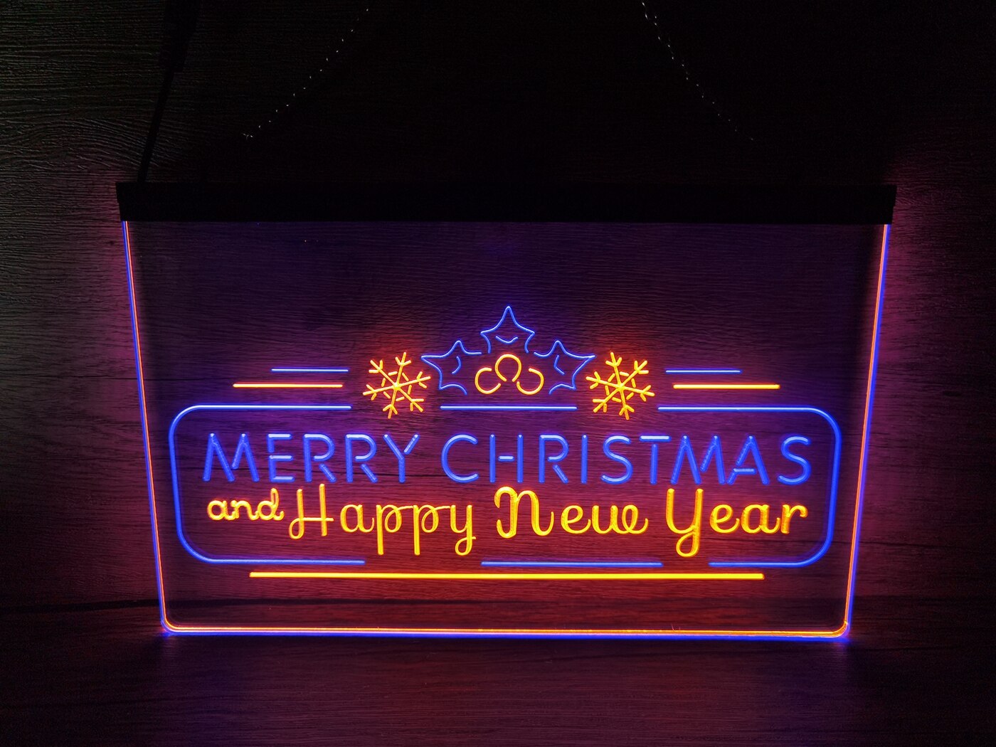 Merry Christmas and Happy New Year Two Tone Illuminated Sign