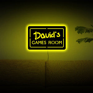 Personalized LED Neon Wooden Games Room Sign - Remote Controlled RGB