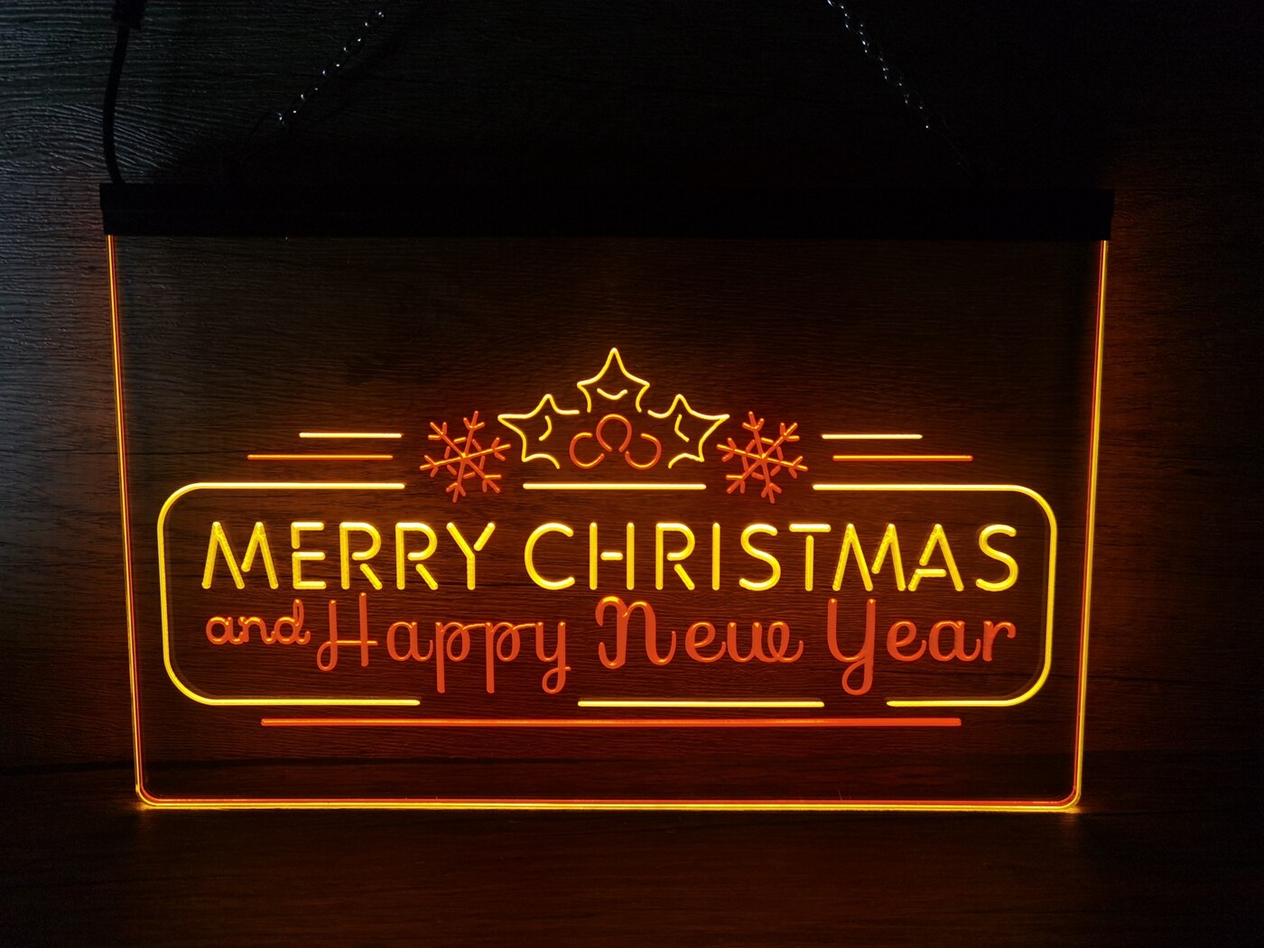 Merry Christmas and Happy New Year Two Tone Illuminated Sign