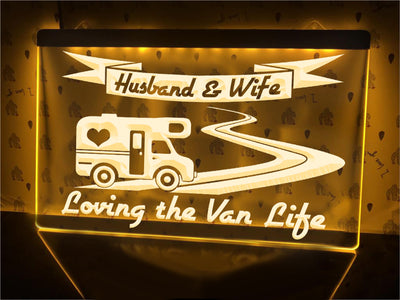 Husband & Wife Loving the Van Life Illuminated Sign
