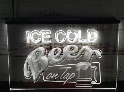 Image of Ice Cold Beer on Tap Bar Illuminated Sign