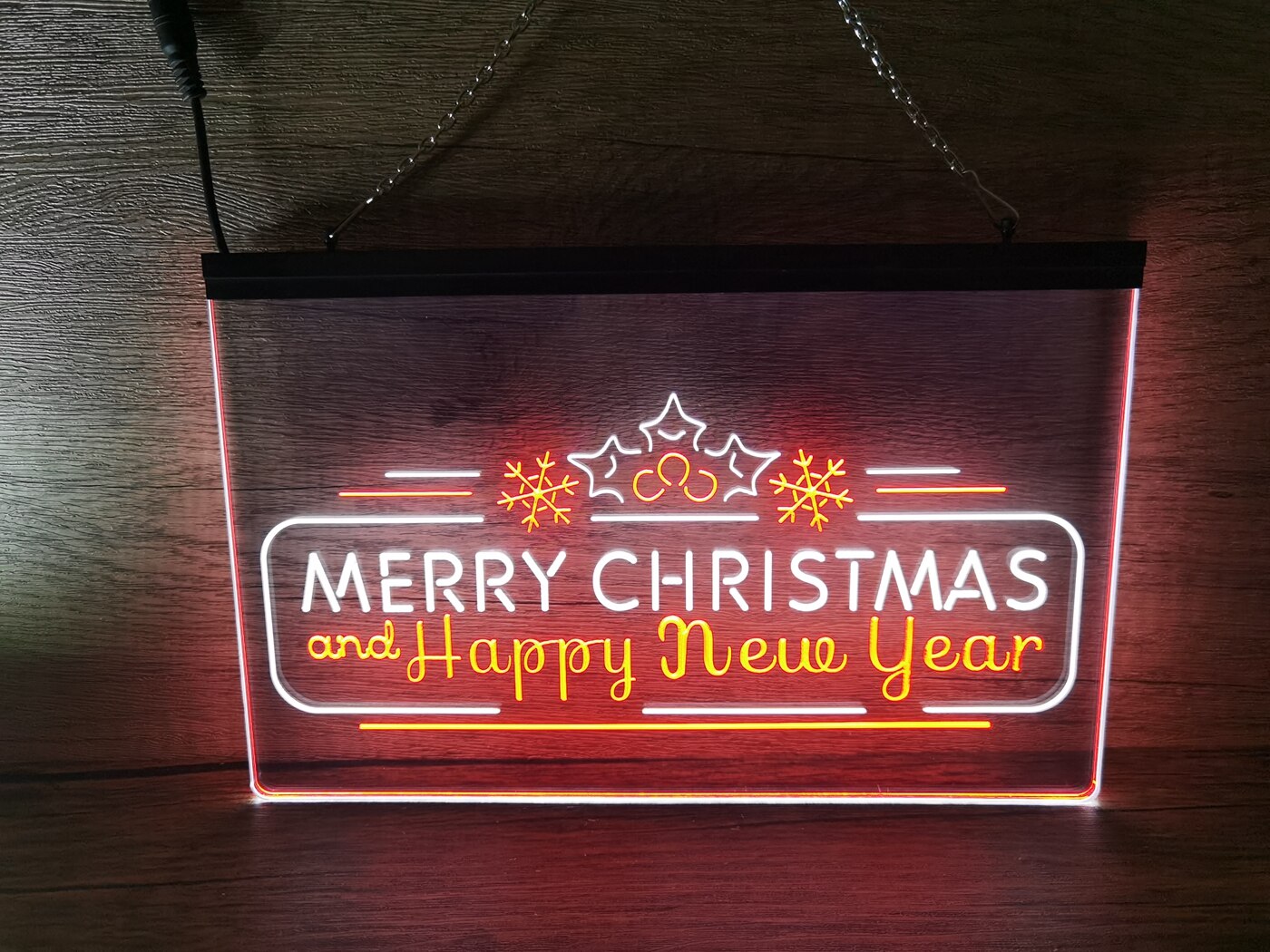 Merry Christmas and Happy New Year Two Tone Illuminated Sign