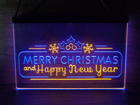 Merry Christmas and Happy New Year Two Tone Illuminated Sign