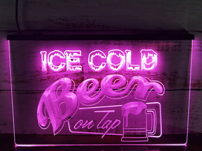 Ice Cold Beer on Tap Bar Illuminated Sign