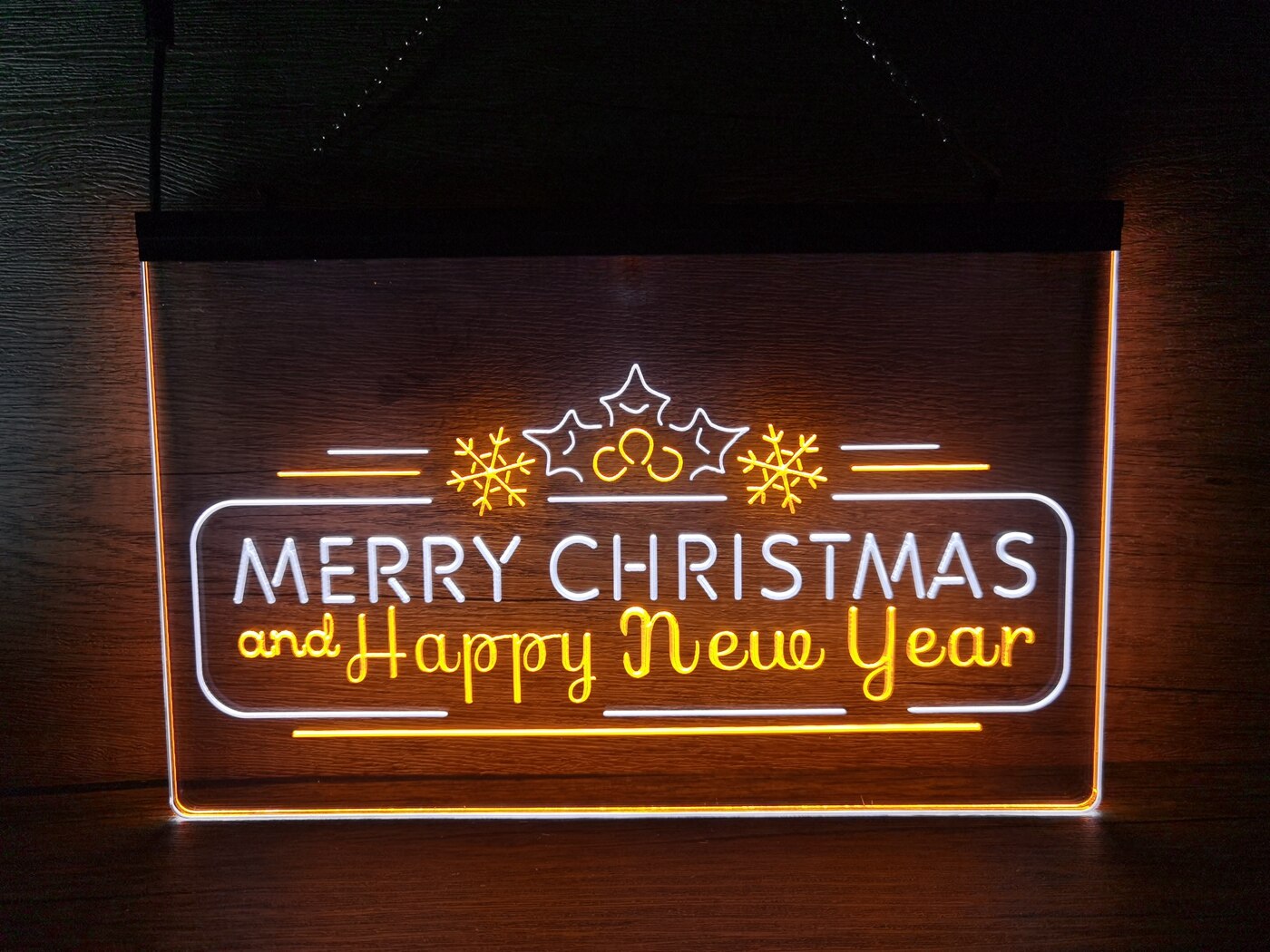 Merry Christmas and Happy New Year Two Tone Illuminated Sign