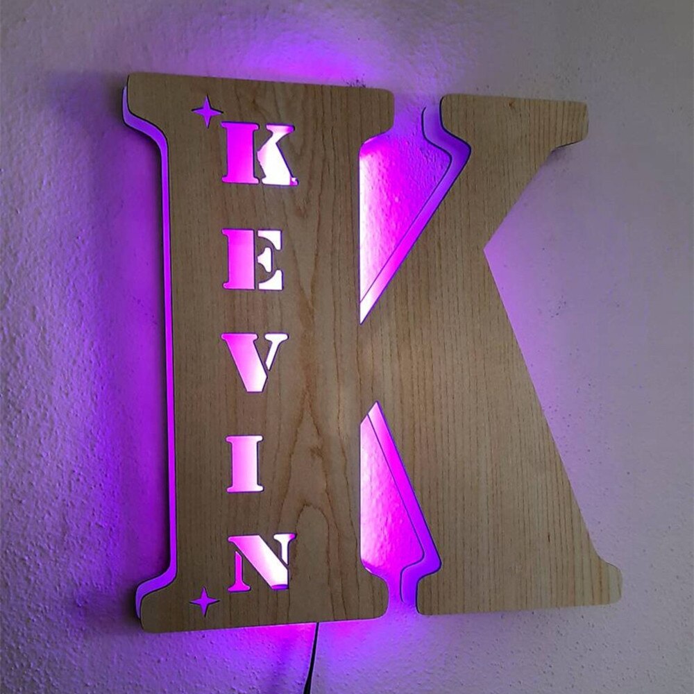 Personalized LED Neon Wooden Night Light Sign