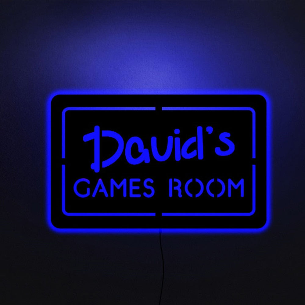 Personalized LED Neon Wooden Games Room Sign - RGB