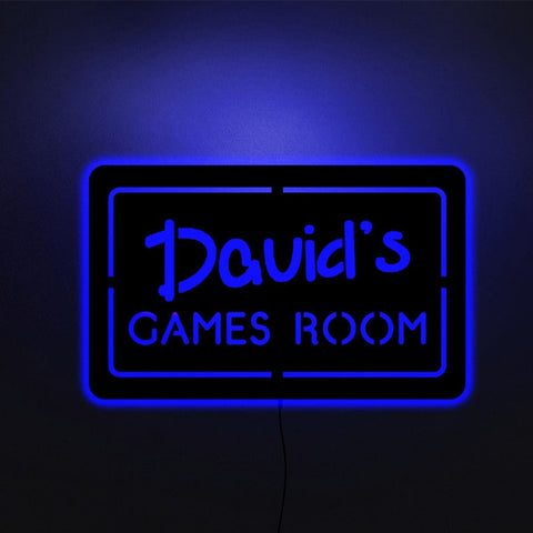 Personalized LED Neon Wooden Games Room Sign - Remote Controlled RGB