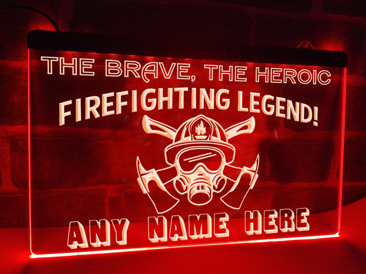 Firefighting Legend Personalized Illuminated Sign in red