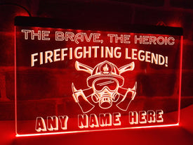 Firefighting Legend Personalized Illuminated Sign in red