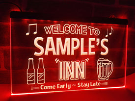 Welcome to My Inn Personalized LED Neon Sign in Red