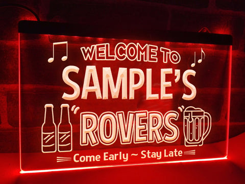 Image of Welcome to the Rovers Personalized Illuminated Sign