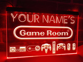 Personalized Retro Game Room LED neon sign in red
