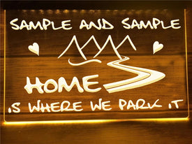 Home is Where We Park it Personalized LED Neon Sign in Yellow