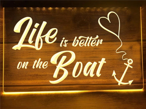 Image of Life is Better on the Boat Illuminated Sign