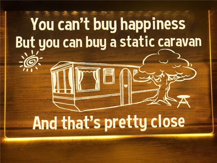 Static Caravan LED neon sign in yellow