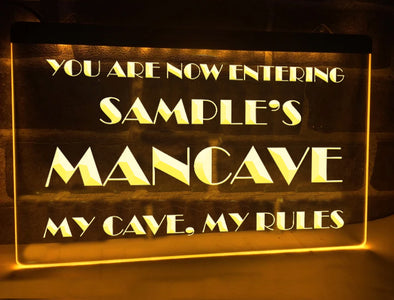 My Cave My Rules Personalized Illuminated Sign