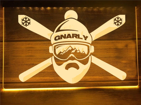 Image of Gnarly Skier Illuminated Sign