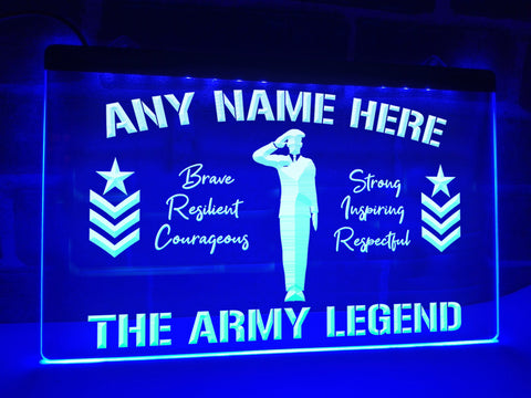 Image of The Army Legend Personalized Illuminated Sign