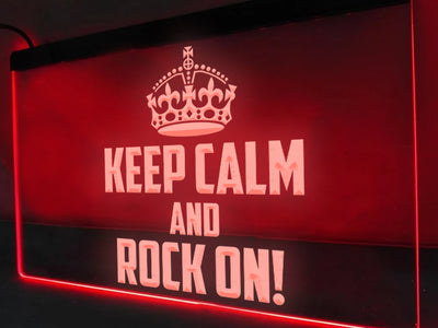 Keep Calm and Rock On Illuminated Sign
